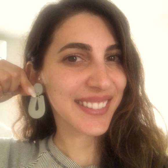 Hand made clay earrings! Light teal/gray green - Picture 3 of 3